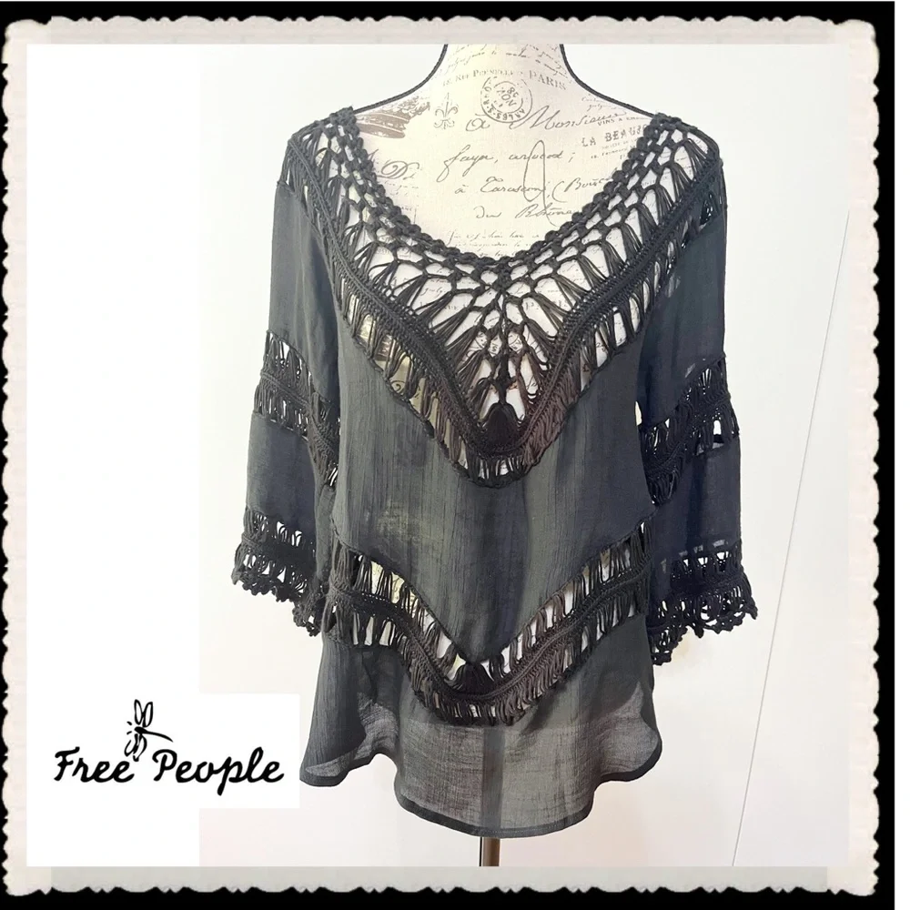 Black BOHO Blouse - Picture 1 of 4